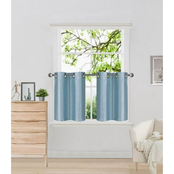 2 SOLID SHORT GROMMET PANELS WINDOW CURTAINS FOR ANY ROOM 24" OR 36" LENGTH